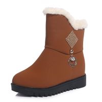 C53 Womens Snow Boots Winter New Flat Heel Frosted Surface Solid Color Fleece Warm Short Casual Comfortable Womens Cotton Boots