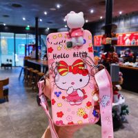 3Dสีชมพูน่ารักการ์ตูนHello Kittyดอกไม้เคสโทรศัพท์สำหรับSamsung Galaxy A13 4G 5G A04S A53 5G A7 2018 J2 Prime J4 Plus J6 Plus J7 2016 J7 Core J7 2015 J7 Prime J7 ProA20 A30 A02 M02 A52 A72 A11 A02s กระเป๋าสะพายข้างซิลิโคนปลอกอ่อนฝาครอบ