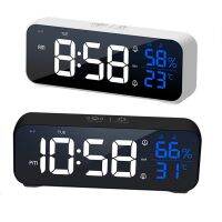 Music Alarm Clock Temperature Humidity Voice Control/Alaways On Table Clock Dual Alarm Wall Rechargeable Digital LED Clocks