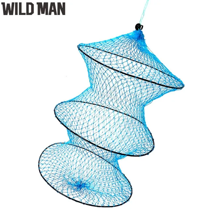 3-Layer Fish Guard Mesh Portable Nylon Fish Crab Lobster Cage Fishing ...