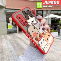 JIUMOO เคสสำหรับ VIVO V19 V19,เคส V19G ลายการ์ตูนกระต่ายบางดีไซน์ใหม่ขอบสี่เหลี่ยมด้านข้างมีน้ำค้างแข็งโปร่งใสกันกระแทกเคสมือถือแข็งปลอกซิลิโคนคลุมทั้งหมดเคสป้องกันกล้องแบบอ่อน