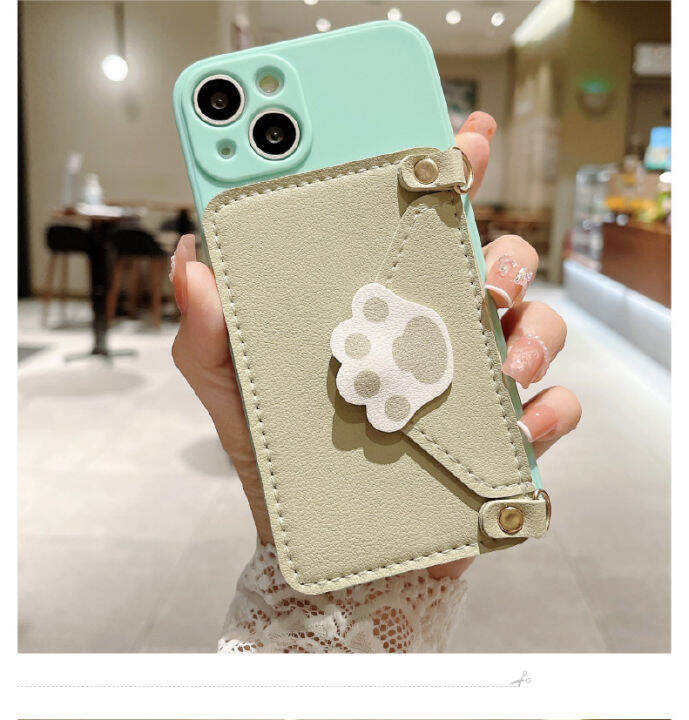 น่ารักรอยเท้ากระเป๋าสตางค์เคสโทรศัพท์สำหรับ-iphone11-กระเป๋าสตางค์หนังเคสโทรศัพท์สำหรับ-iphone12pro-crossbody-cat-claw-ที่ใส่การ์ดสำหรับ-iphone11promax-เคสโทรศัพท์น่ารักสำหรับ-iphone8-ใหม่ซิลิโคนสายหน