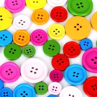 20-100Pcs/lot Four Holes 15/20/25/30mm Random Mixed Color Round Wood Flatback DIY Wooden Buttons Sewing Craft Scrapbooking Haberdashery