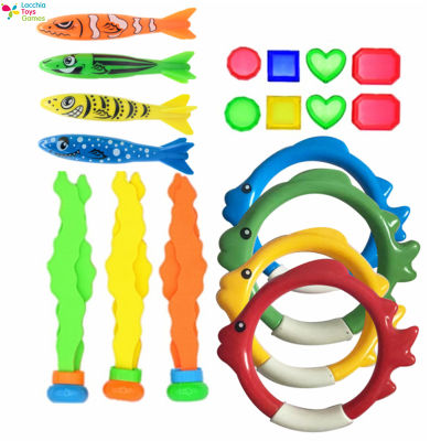 LT【ready Stock】Summer Pool Diving Toys For Kids Fun Children Swimming Pool Games Sinking Toy Set With Diving Rings Seaweed Underwater Gifts1【cod】