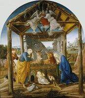 Botticelli The Nativity C การทำสำเนารูปภาพพิมพ์บนผ้าใบใน X ของขวัญ