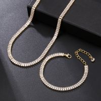 Luxury Bling Crystal Chic Choker Necklace Set for Women Man Hip Hop Geometric Tennis Necklaces Set Wedding Jewelry Accessories Fashion Chain Necklaces