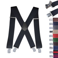 ผู้ชายขนาดใหญ่วงเล็บปรับ Elastic Heavy Duty Work Suspenders 5 ซม./2 นิ้วกว้าง X กลับ 4 Strong คลิปสายรัดกางเกง-VXCB MALL