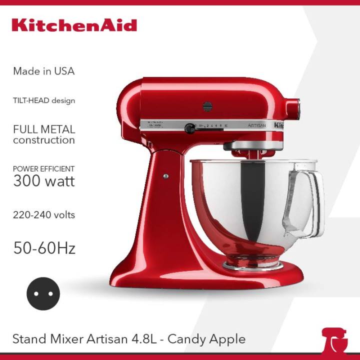 220 Volt KitchenAid 5KSM150PSECA Artisan Stand Mixer - Candy Apple