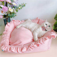 Cute Lace Puppy Square Sleeping Mat Bed Cat Sofa, Warming Dog Beds without Pillow, Washable Pet Bed with Breathable Cotton