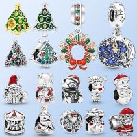 Charm Fit Pandora Christmas Series 925 sterling silver beads Charm Christmas tree boots pendant beads women jewelry