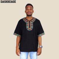 Dashikiage Unisex แฟชั่นใหม่สำหรับทุกเพศฮิปฮอปดำฮิปสเตอร์ปักลายและเสื้อยืดแอฟริกา