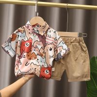 [COD] Boys summer suit foreign style new childrens short-sleeved casual two-piece baby handsome trendy children