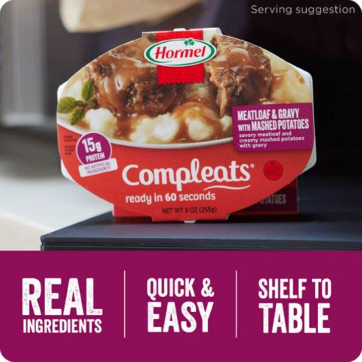 Hot HORMEL COMPLEATS MEATLOAF GRAVY WITH MASHED POTATOES MICROWAVEABLE ...