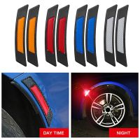 2Pcs Wheel Eyebrow Car Reflective Sticker Carbon Fiber Edge Guard Protection Strip Anti-collision Accessories Warning Decoration Car Door Protection