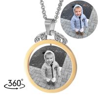 ▩  Degrees Rotated Custom Photo Text Name Necklace Pendant Plate Neck Men Gifts