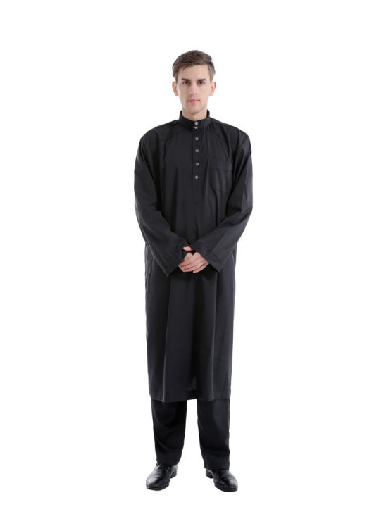 ชุดมุสลิมชุดเสื้อคลุมผู้ชาย-thobe-eid-ramadan-เสื้อผ้าอธิษฐานปากีสถานชุดมุสลิมอาหรับซาอุดิอาระเบียไก่งวงตุรกีชายสองชิ้นเสื้อผ้าสำหรับผู้ชาย