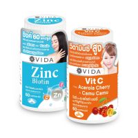 [Booster Set] Vida Zinc Biotin 60 Capsules x Vida Vit C Acerola Cherry &amp; CamuCamu 60 Capsules