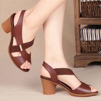 2021Fashion Women Sandals Platform Summer Round Mid Heel Peep Toe Casual Non-slip Back Strap Beach Ladies Shoes Zapatos De Mujer