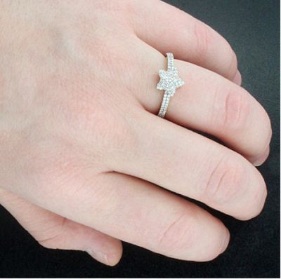 Fashion Good Chang Sell Ring Silver Star Contracted Fashion Jewelry Wholesale Fashion Inlay Diamond Ring