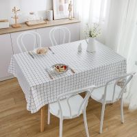 PVC Table-Cloth Waterproof and Oilproof Tablecloth Simple Square Plaid Table Cloth White Printed Black Grey Cloth for Tea Table