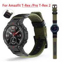 สายนาฬิกาไนลอนสำหรับ Huami Amazfit T-Rex Pro เหมาะสำหรับ Xiaomi Huami Tyrannosaurus Smartwatch สายสร้อยข้อมือ T-Rex 2 22Mm