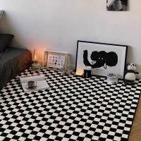 【CC】✢✧  Large Checkerboard Carpets Area Rug for Room Non-slip Kid Soft Bedside Floor Tapete Infantil