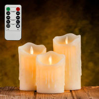 3ชิ้นริบหรี่ Flameless เสาเทียน LED ที่มีระยะไกลปลอมแสงเทียนอีสเตอร์แต่งงานคริสต์มาสตกแต่งแสง Candels