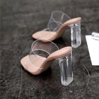 Summer Women Pumps Sandals PVC Jelly Slippers Open Toe High Heels Women Transparent Perspex Slippers Shoes Heel Clear Sandals