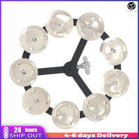 แทมโบรีน Hi-Hat ระฆังสองแถวระฆังกลองแจ๊สขาตั้งกล้อง9-Bell Hi-Hat ระฆังอุปกรณ์เสริมฉิ่งสำหรับนักตีกลอง