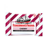 Fishermans Friend Cherry ฟิชเชอร์แมนส์ เฟรนด์ ชูการ์ฟรี กลิ่น เชอร์รี่ สีแดง-ขาว (25 กรัม) [ 2 ซอง]