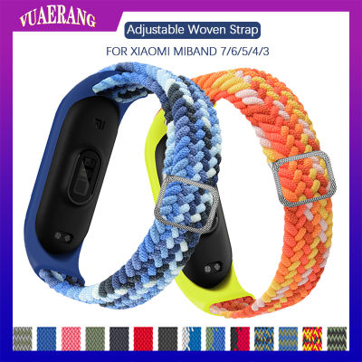 VUAERANG สายรัดข้อมือสำหรับ Xiaomi Miband 7 6 5 4 3สายนาฬิกาไนลอนเดี่ยวสายสายรัดข้อมือสำรองข้อมือเข็มขัดนิรภัยถักสำหรับ Mi Band 7/6/5/4/3