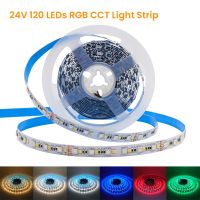 ริ้วสายไฟเทป LED 6Pin RGB + CT 5M 60LED 5050 + 2835โคมไฟริบบิ้นยืดหยุ่น12V 24V 3Pin CT 3500K-6500K บาร์หรี่แสงได้