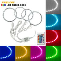 Feeldo 2X100มม. 2x12 0มม. รีโมทคอนโทรลอัตโนมัติ Rgb Led 4ชิ้นไฟหน้าแหวน Angel Eyes สำหรับ Bmw E92 Drl Hq4840