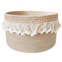 Decorative Baskets with Lace Rope Woven Storage Baskets Rope Baskets for Shelves Organizer Bins for Baby Toys