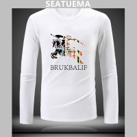 SEATUEMA ชายเสื้อกันหนาวพิมพ์ลำลองฤดูใบไม้ร่วงใหม่รอบคอแขนยาวเทรนด์เสื้อยืดแขนเสื้อหลวมเสื้อกันหนาว