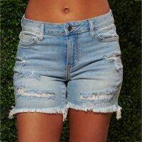 COD jfdss Plus Size Summer Womens Casual High Waist Skinny Slim Pocket Bermuda Denim Shorts