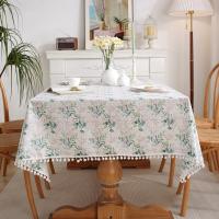 Cotton Print Leaf Flower Tablecloth for Kitchen Dining Room Wedding Party Rectangular table cloth cover Home Decoration