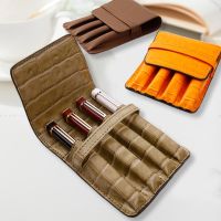 Student Characteristic Leather Pen Case Four Pens Storage Bag Student Business Portable Pen Case Protective Case Pencil Cases Boxes