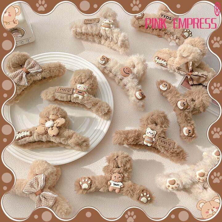 2-pcs-set-south-koreas-new-cute-plush-doll-bear-large-hair-clip-plate-hair-shark-clip-fashion-hair-accessories