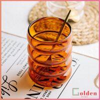 Goldenถ้วยแก้ว ถ้วยกาแฟ ถ้วยนม ทรงลอนใหญ่ จับถนัดมือ glass cup