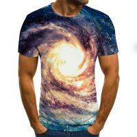 แขนสั้นผู้ชายเสื้อยืดแฟชั่นฤดูร้อน3D Galaxy รูปแบบพื้นที่พิมพ์สไตล์เสื้อผู้ชาย O คอสบายๆขนาดใหญ่