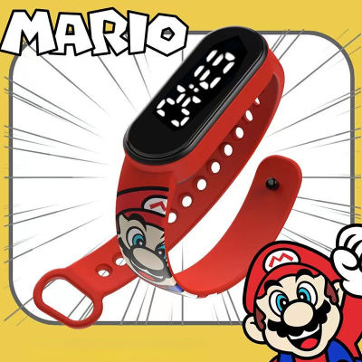 Super Mario Bros นาฬิกาเด็กแฟชั่นการ์ตูนพิมพ์ LED อิเล็กทรอนิกส์ Touch กันน้ำนาฬิกาวันเกิด Prity ของเล่นของขวัญเด็ก