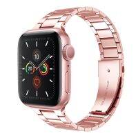 SmartPhonemall Small Waist Stainless Steel Watch Band For Apple Watch Series 8&amp;7 45mm / SE 2&amp;6&amp;SE&amp;5&amp;4 44mm / 3&amp;2&amp;1 42mm(Pink)