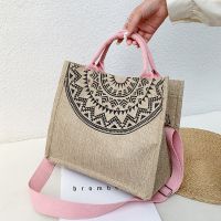 --238812Womens bag♣ The new female bag 2023 summer fresh high-capacity portable han edition linen one shoulder inclined shoulder bag tote bags