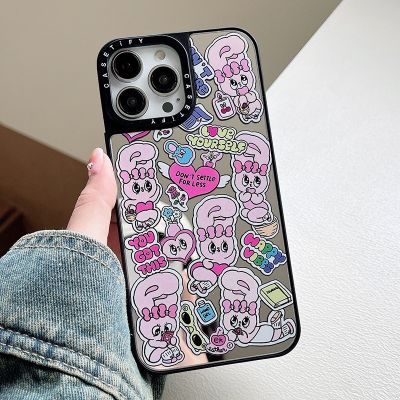 Casetify เคสโทรศัพท์มือถือกระจก ลายฉลากกระต่าย สําหรับ iPhone 14 13 12 11 Pro MAX XR IX XS MAX