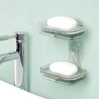 [COD] Transparent punch-free soap box bathroom drain wall-mounted double-layer drawer shelf