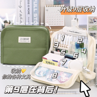 อินเคสดินสอความจุขนาดใหญ่หลายชั้น Tas Kosmetik ผู้หญิงเครื่องเขียนแบบตั้งเปิดขนาดใหญ่