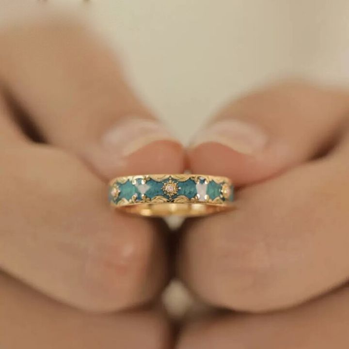 แหวนแกะสลักมรกตสีเขียววินเทจสำหรับผู้หญิงแหวนกบแนววินเทจน่ารักสร้างสรรค์นก-cat39สัตว์วงแหวนเปิดตา