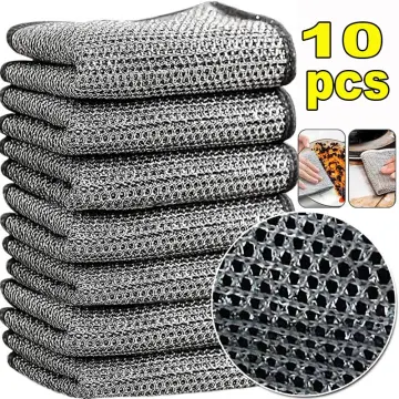 New Thickened Steel Wire Cleaning Cloth Non-Scratch Double-layer Iron Microfiber  Mesh Dishrag Washing Pot