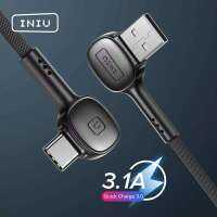 INIU สายเคเบิล USB 90องศาชนิด C เคลื่อนที่ชาร์จแบบเร็วที่ชาร์จแบตเตอรี่โทรศัพท์สายข้อมูล USB-C เหมาะสำหรับ Samsung S23 S22เหมาะสำหรับ Xiaomi Mi 13 Redmi เหมาะสำหรับ Huawei